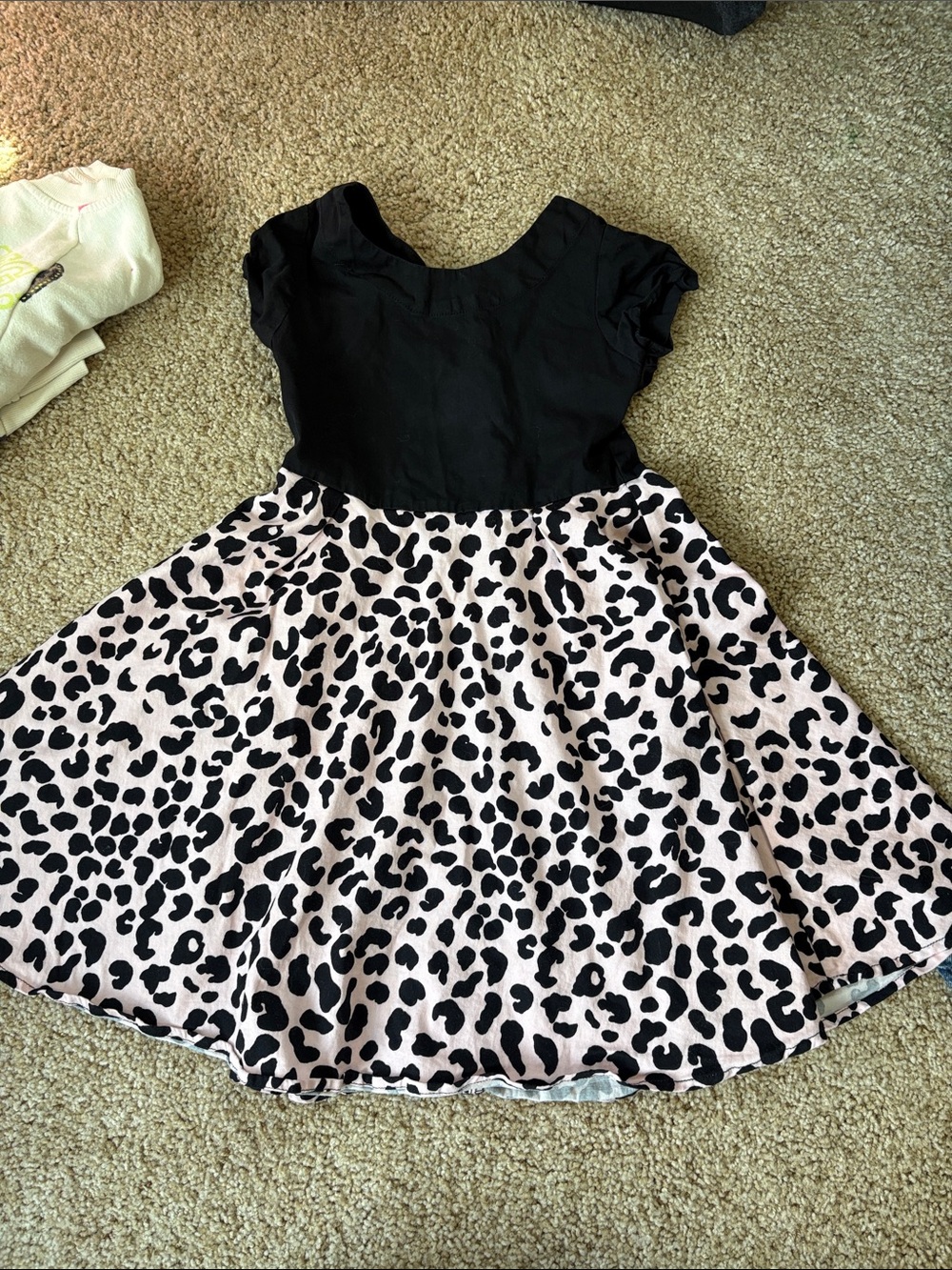 Girls Black & Pink Leopard Print Twirl Dress